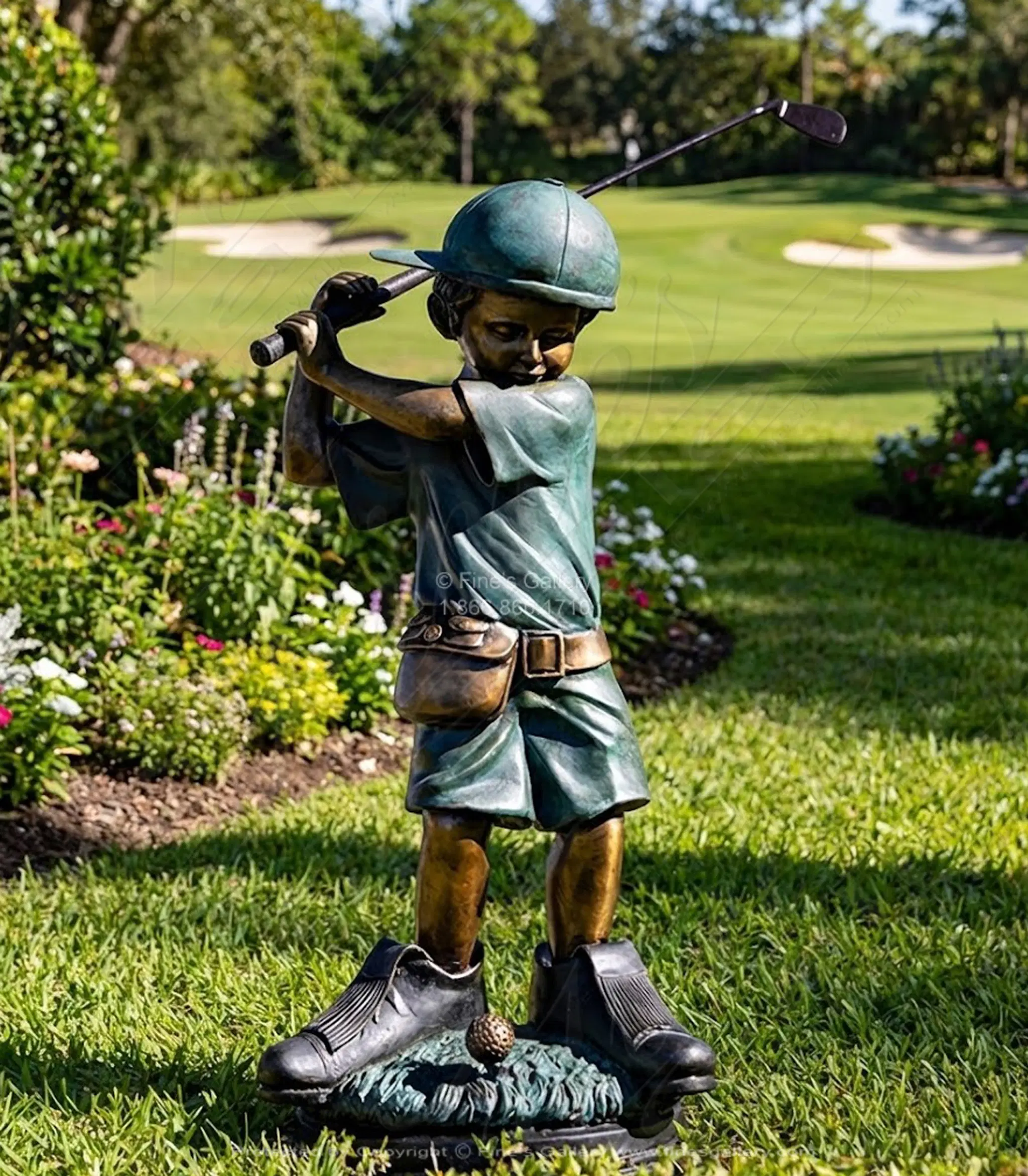 Child Golfer Swings Dads Club