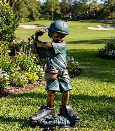 Child Golfer Swings Dads Club