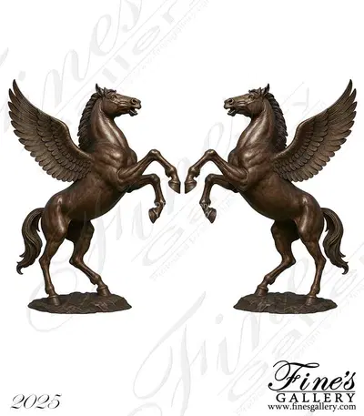 Mythologic Greek Pegasus Pair in Bronze