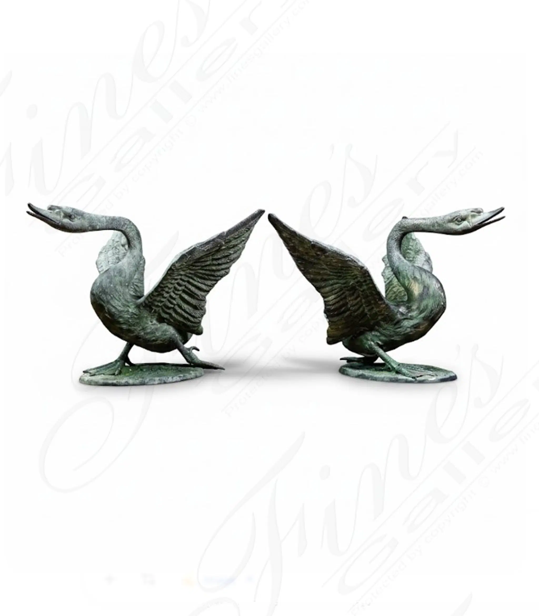 Patina Bronze Duck Pair - Decorative Left & Right Garden Statues - Hidden Gems