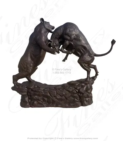 Spectacular 78 3/4" Tall Bear Vs Bull Statue in Bronze