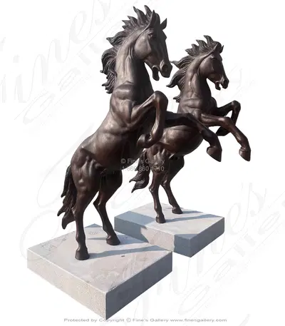 90" Rearing Bronze Horse Pair 