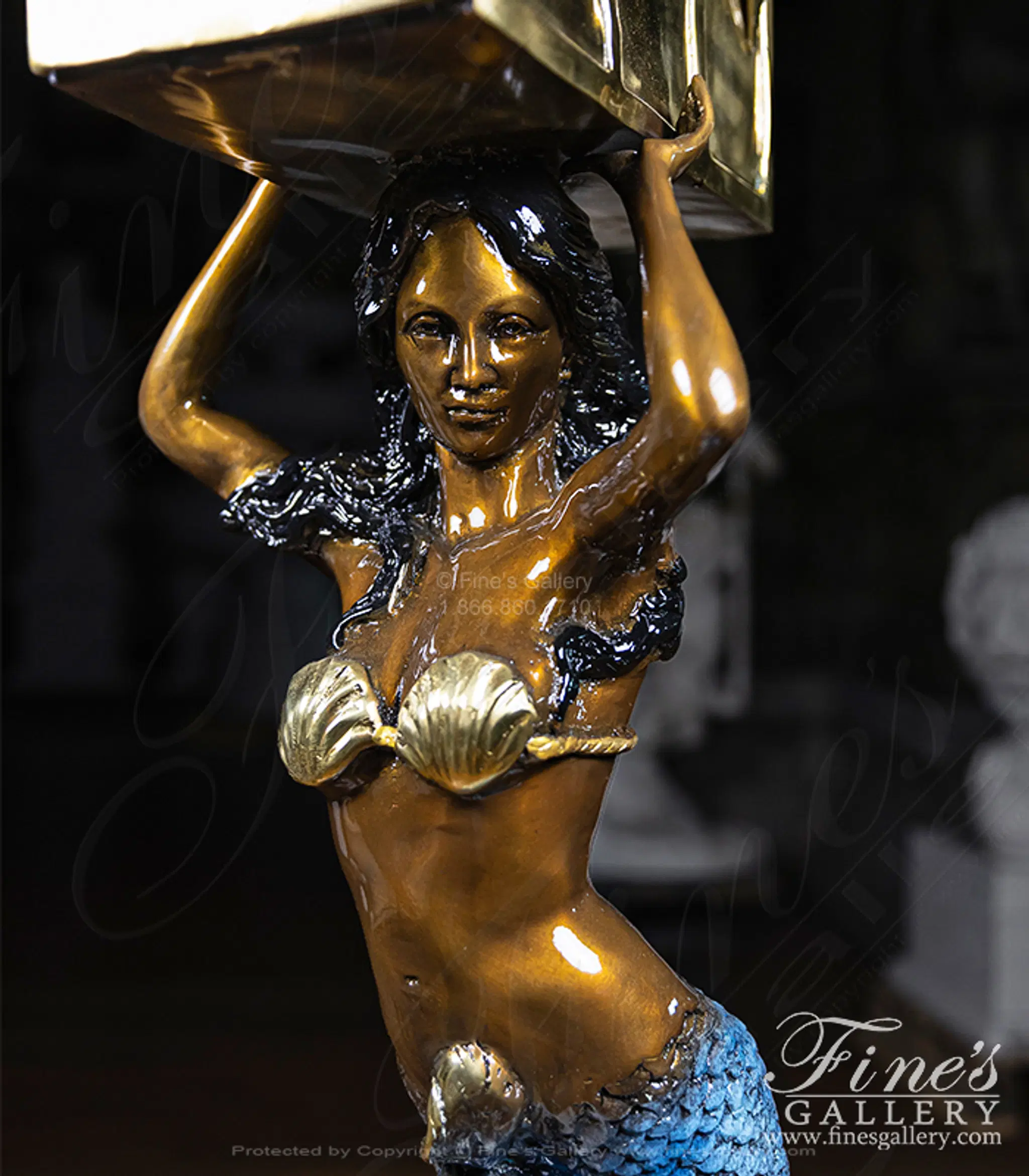 Finesgallery.com - Bronze Mermaid with Sea Turtles Mailbox