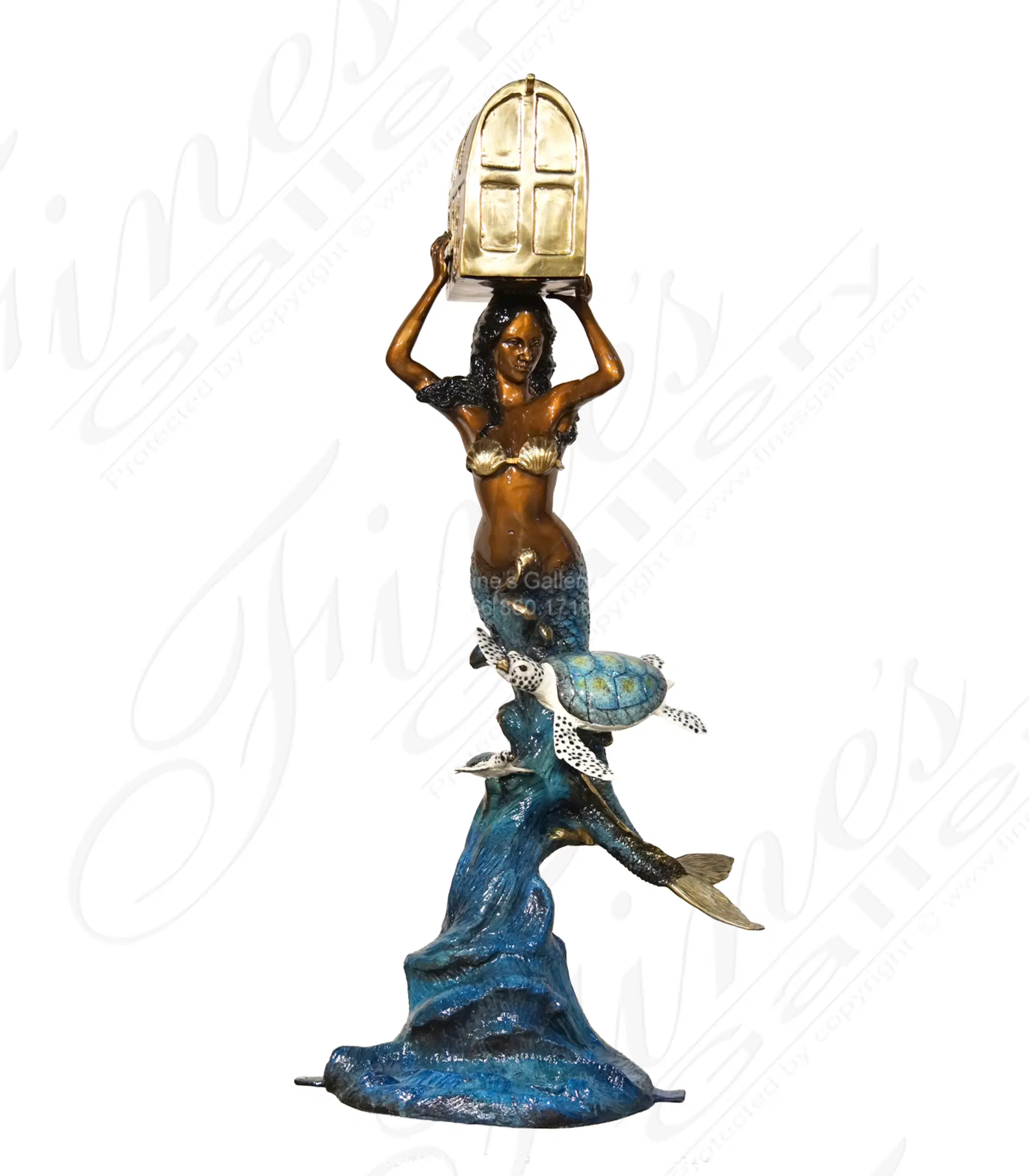 Bronze Mermaid with Sea Turtles Mailbox