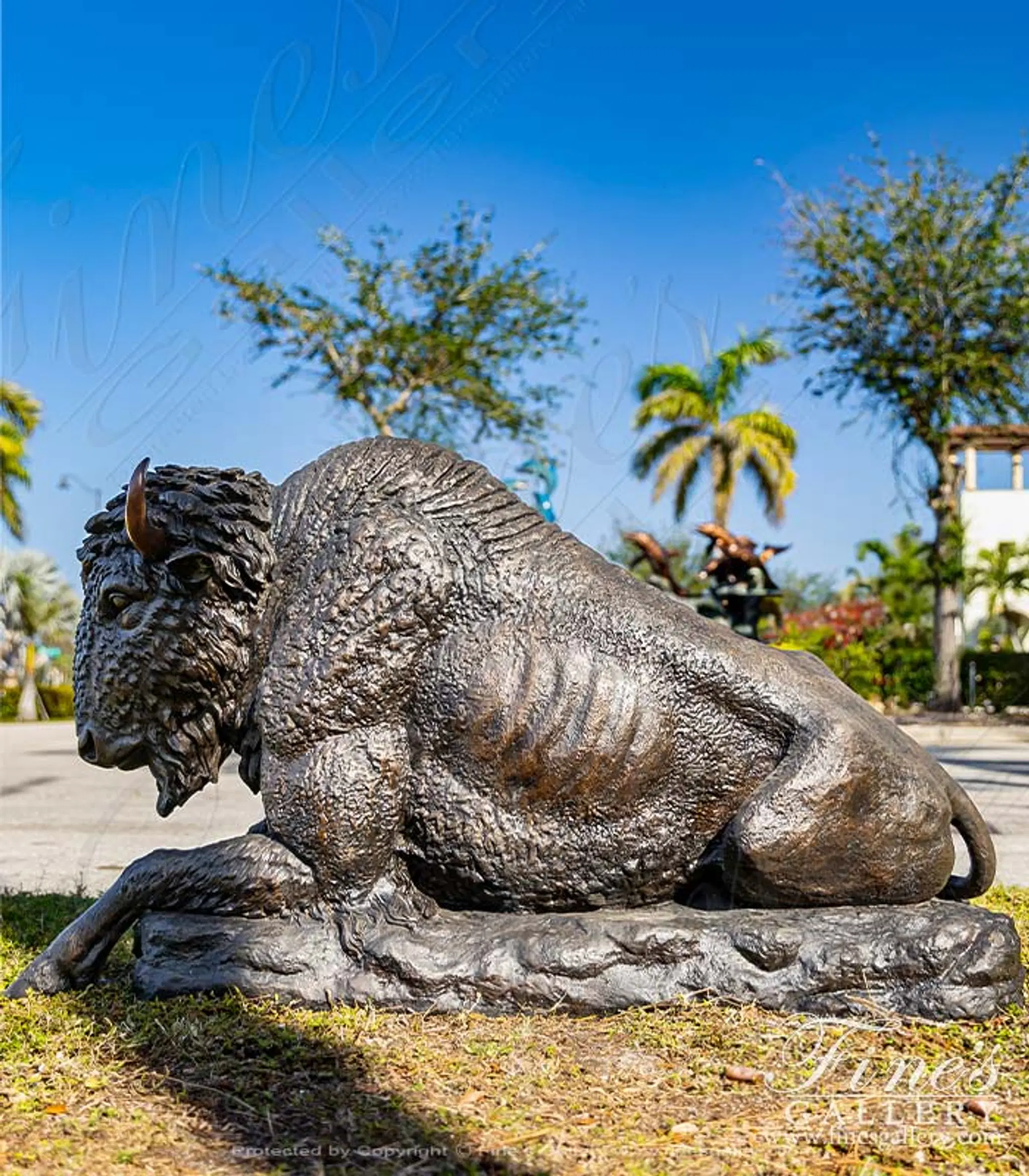 Resting Bronze Bison Statue