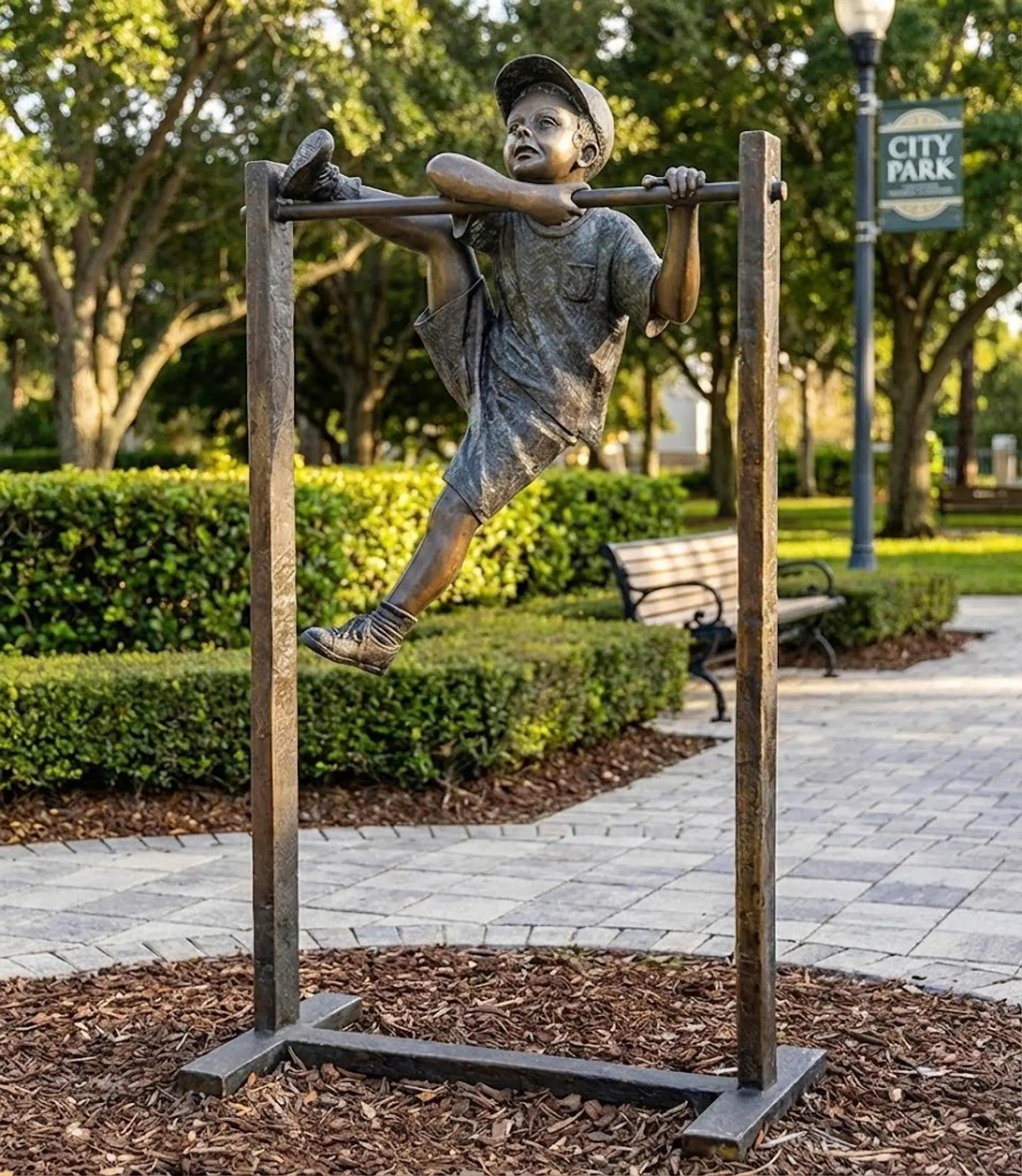 Spunky Little Boy Bronze Statue