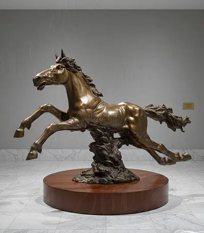 Bronze Colt Statue - Running Horse Sculpture with Wind-Blown Mane and Tail