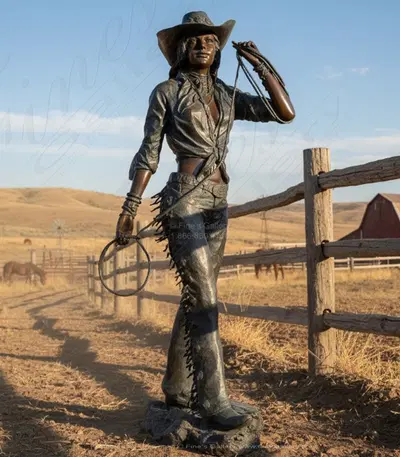 A Vintage Cowgirl Statue 