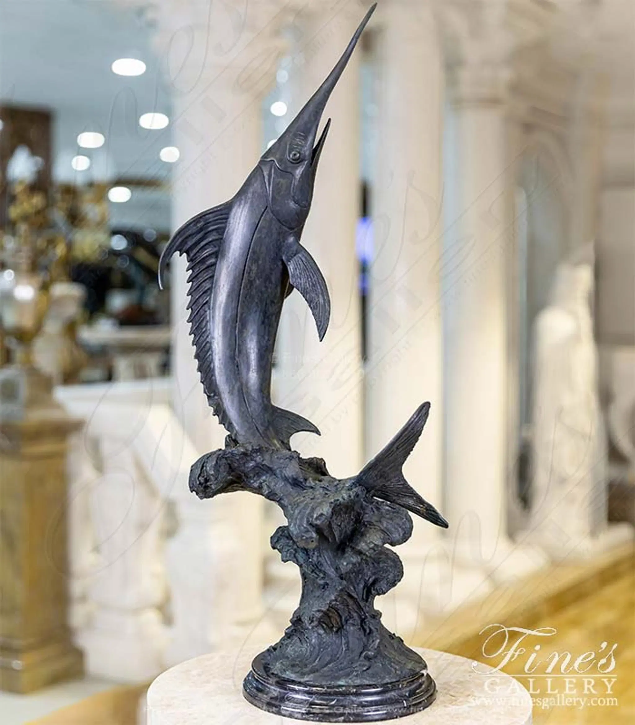 Breaching Marlin Bronze Statue