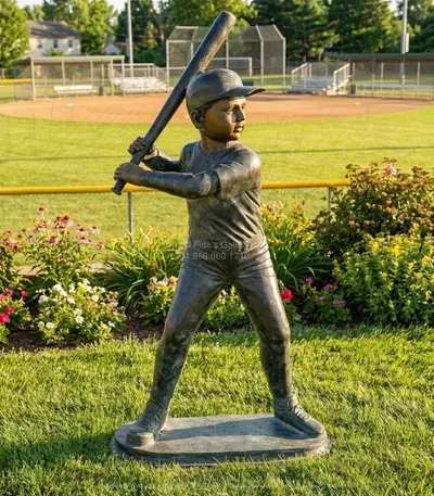 Batter Up Baseball Player in Bronze