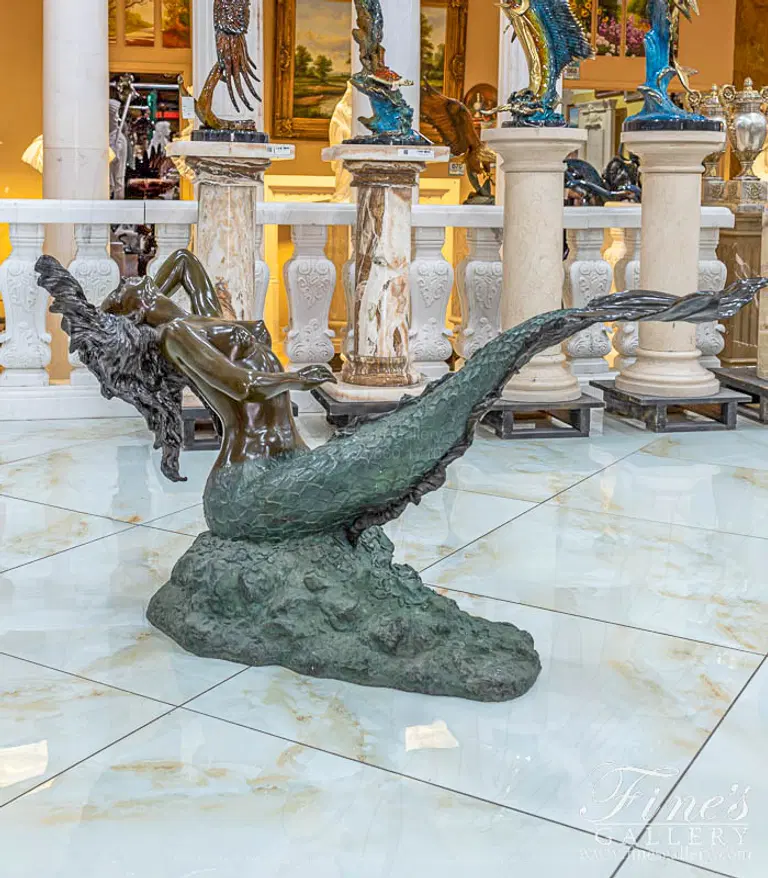 Vintage Bronze Mermaid - Museum Quality Patina Finish - Handcrafted Luxury Home Decor