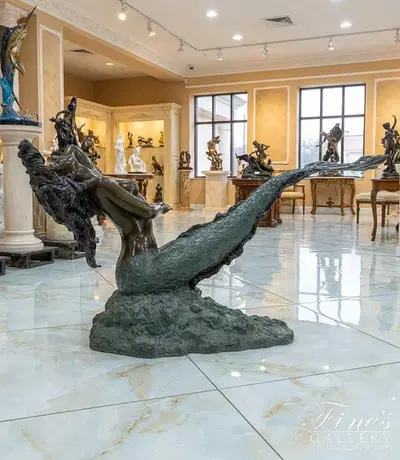 Vintage Bronze Mermaid - Museum Quality Patina Finish - Handcrafted Luxury Home Decor