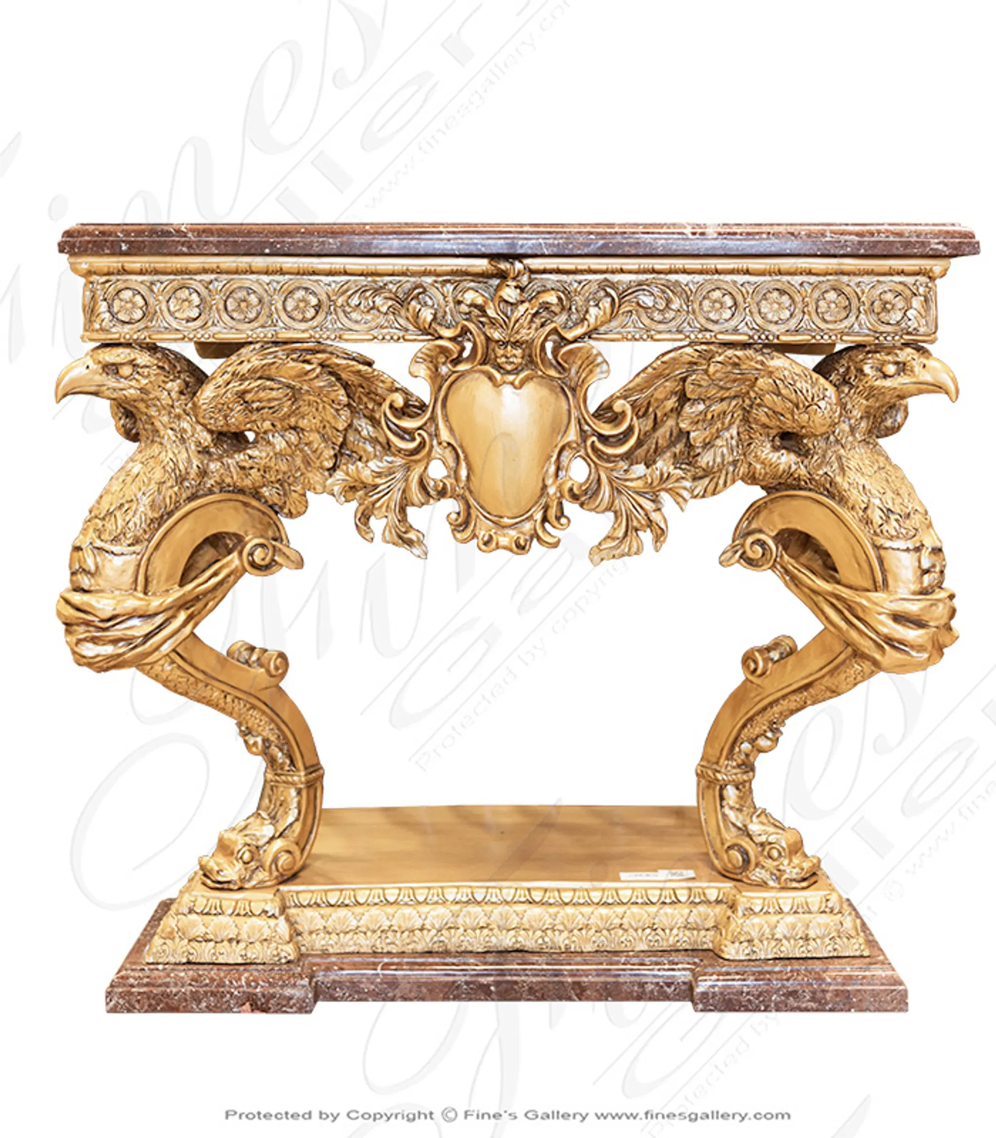 Bronze Table with Marble Top — Model BT-1186 — Hand-Crafted by Fine's Gallery