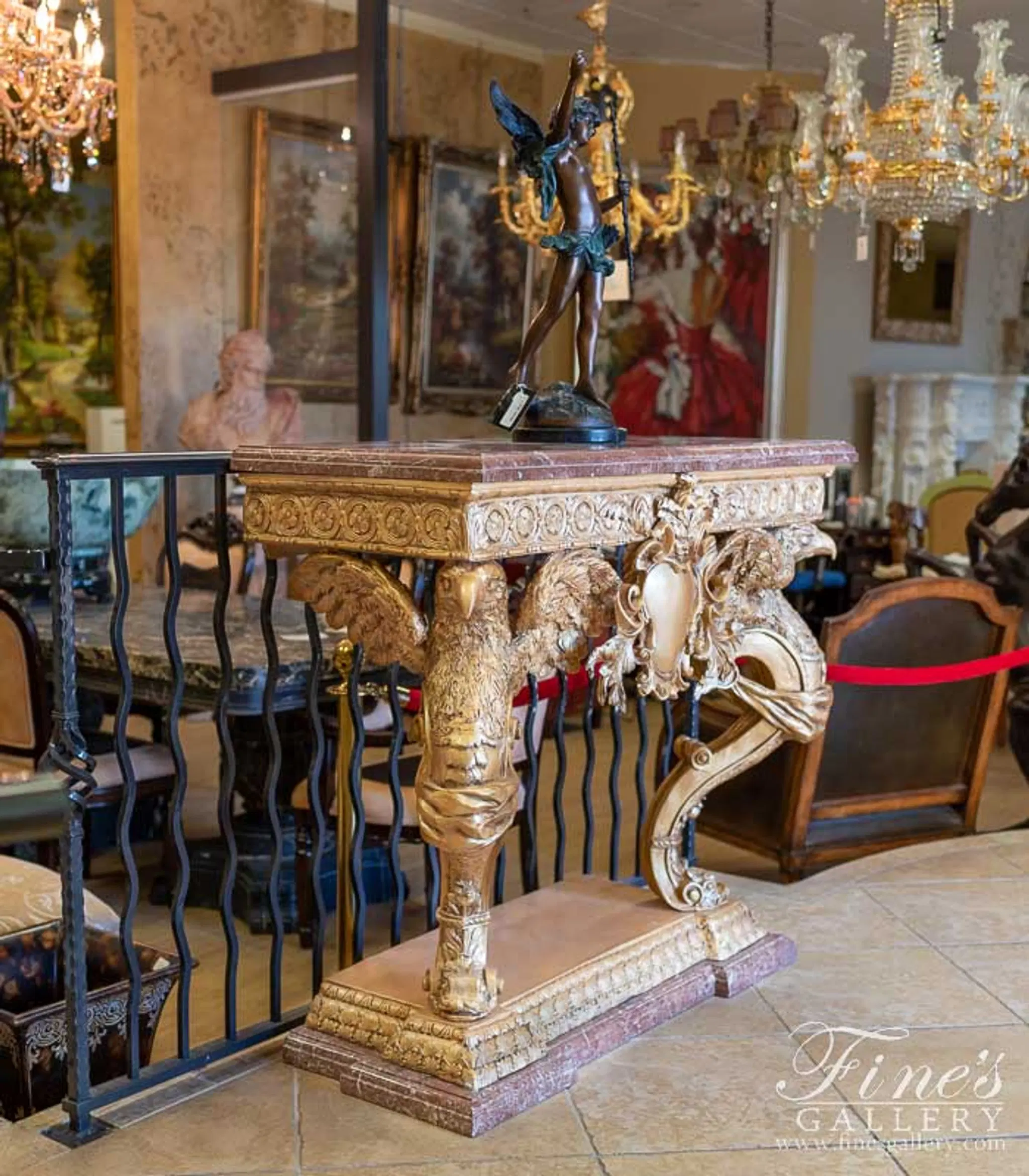 Bronze Table with Marble Top — Model BT-1186 — detail view 2