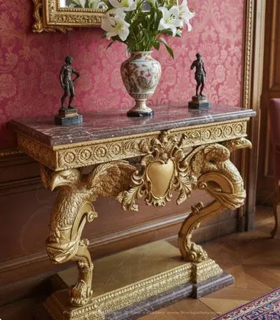Bronze Table with Marble Top