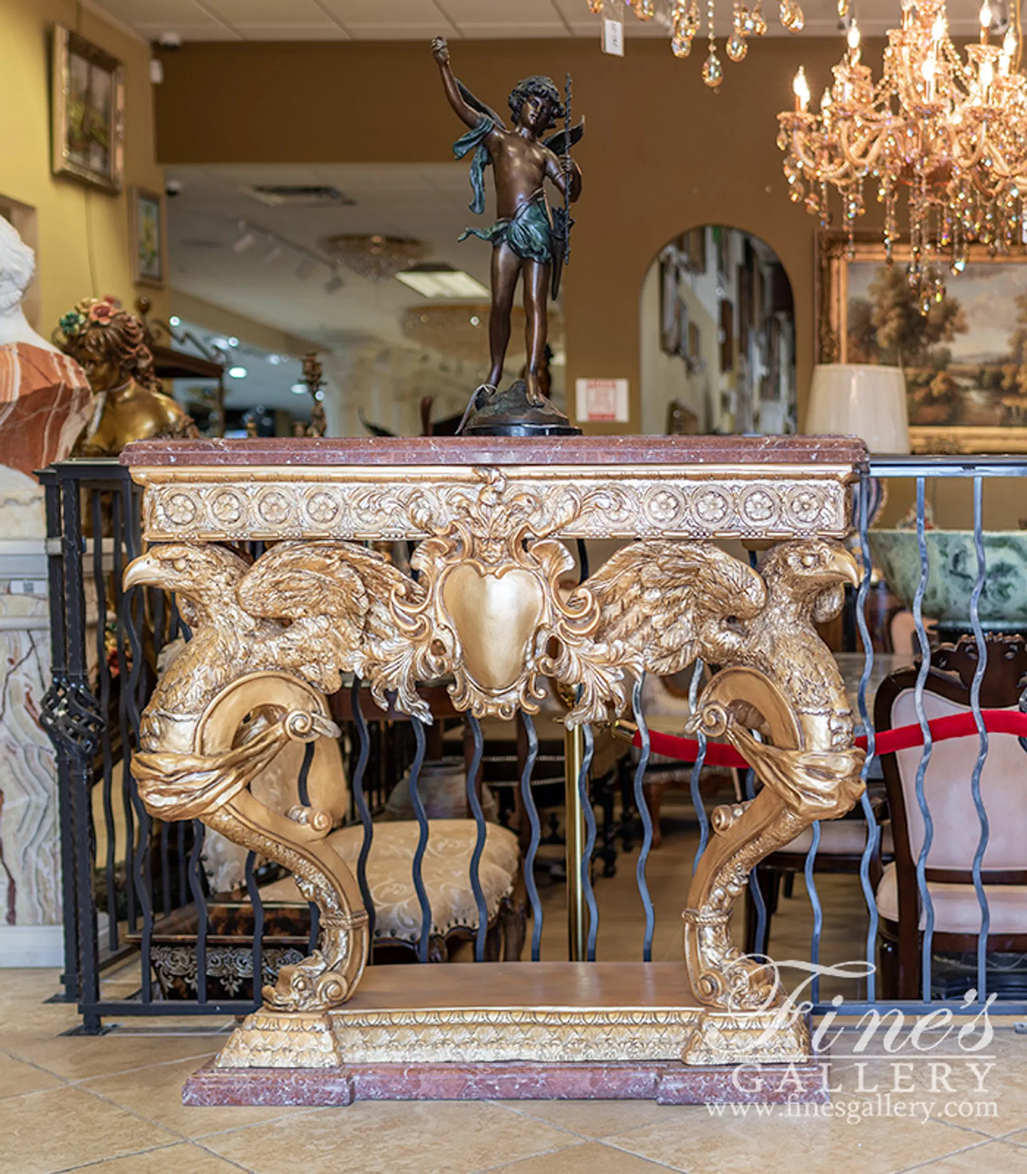 Bronze Table with Marble Top — Model BT-1186 — detail view 1