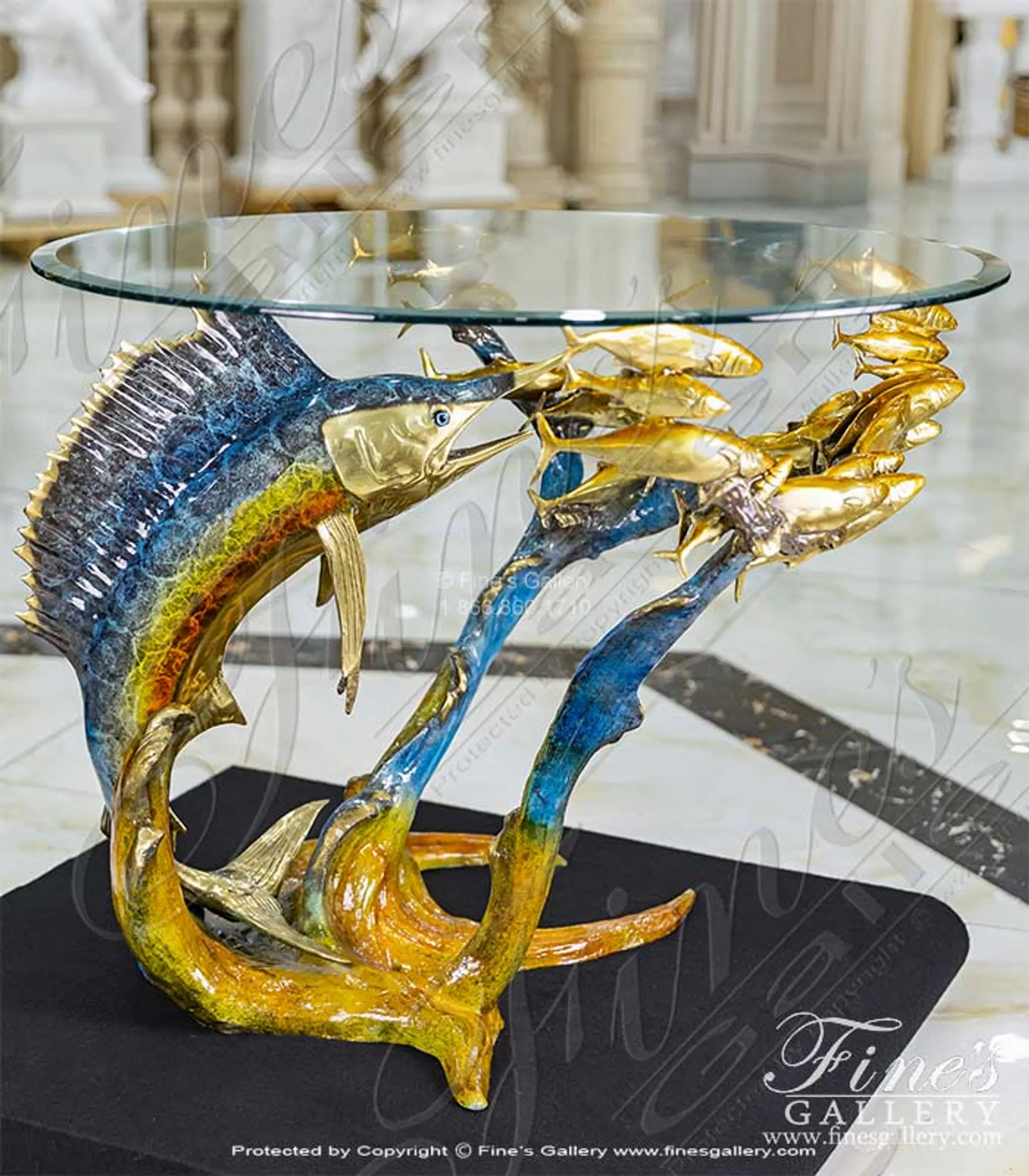 Sailfish w/School of Fish Bronze Table Base