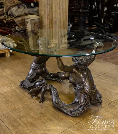 Figural Half Boy Half Fish Table in Bronze 