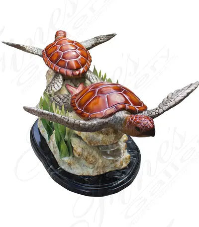 Bronze Sea Turtle Table Base - Handcrafted Luxury Sculpture for Glass Top Tables