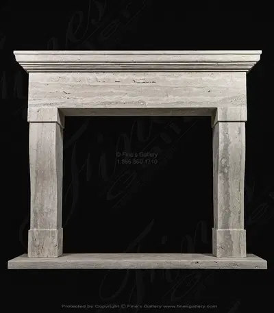 Classic Contemporary Style Mantel in Italian Roman Travertine