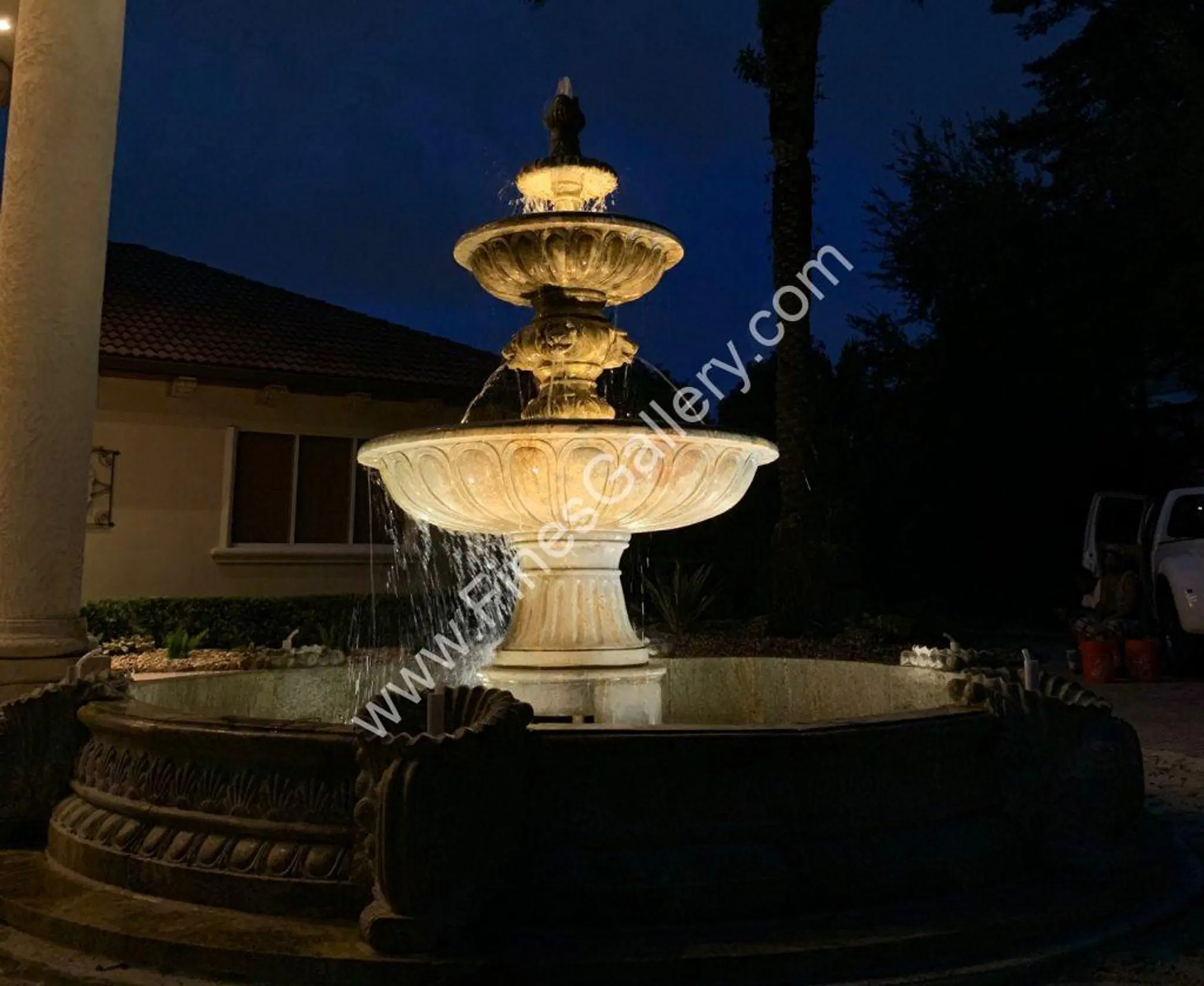 Exotic Antique Gold Granite Fountain ( Installation )