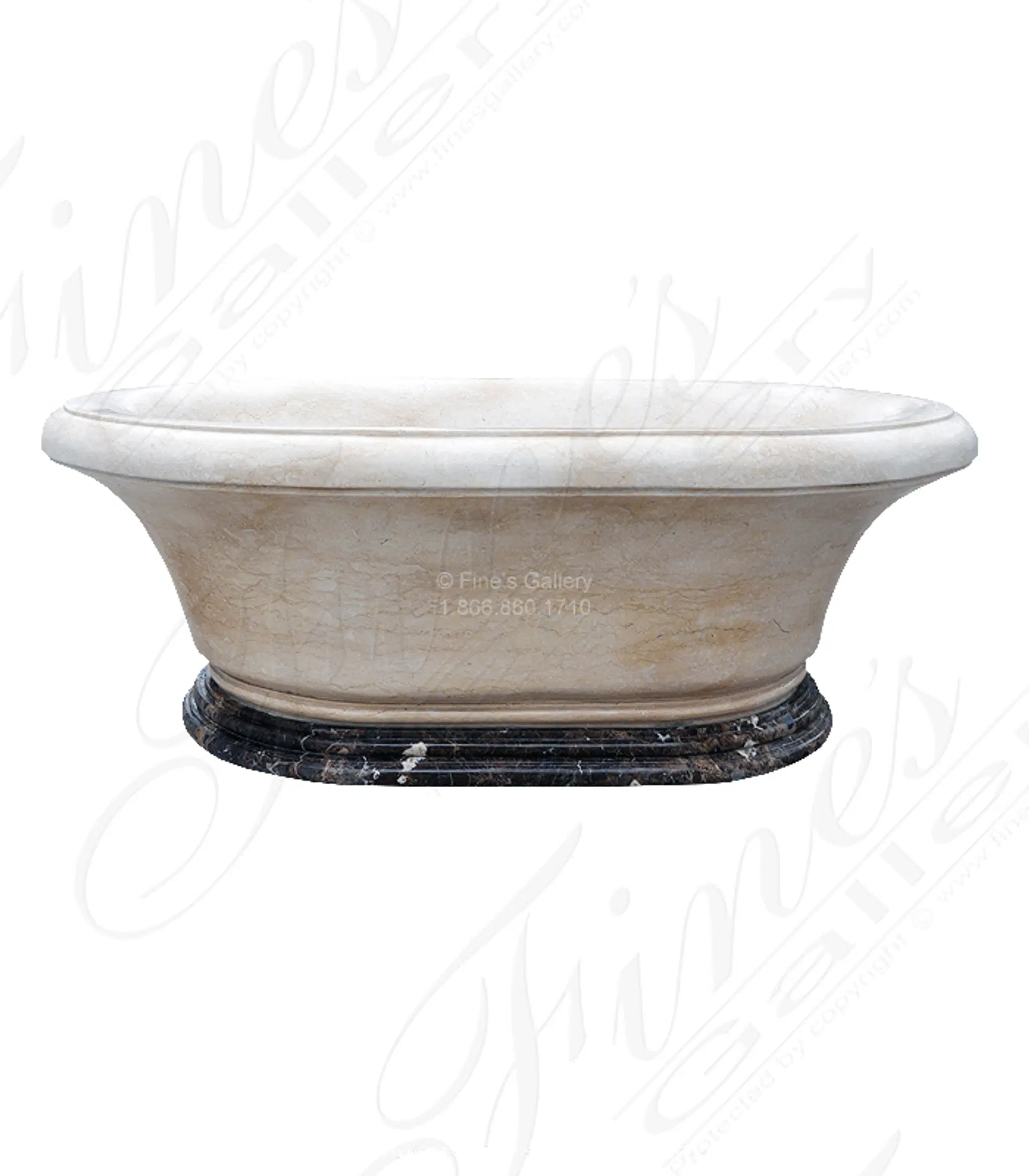 Galala Cream Marble Tub with Emperador Brown Marble Base