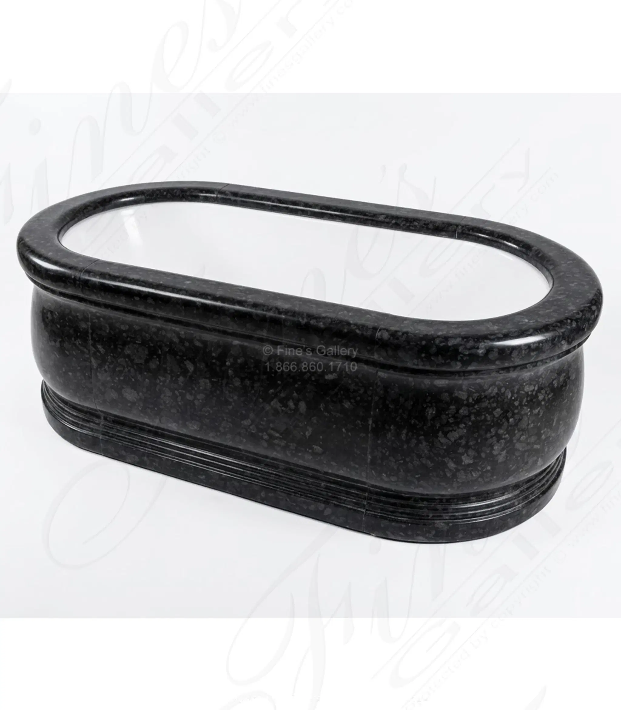 Sleek Modern Tub in Black Pearl Granite