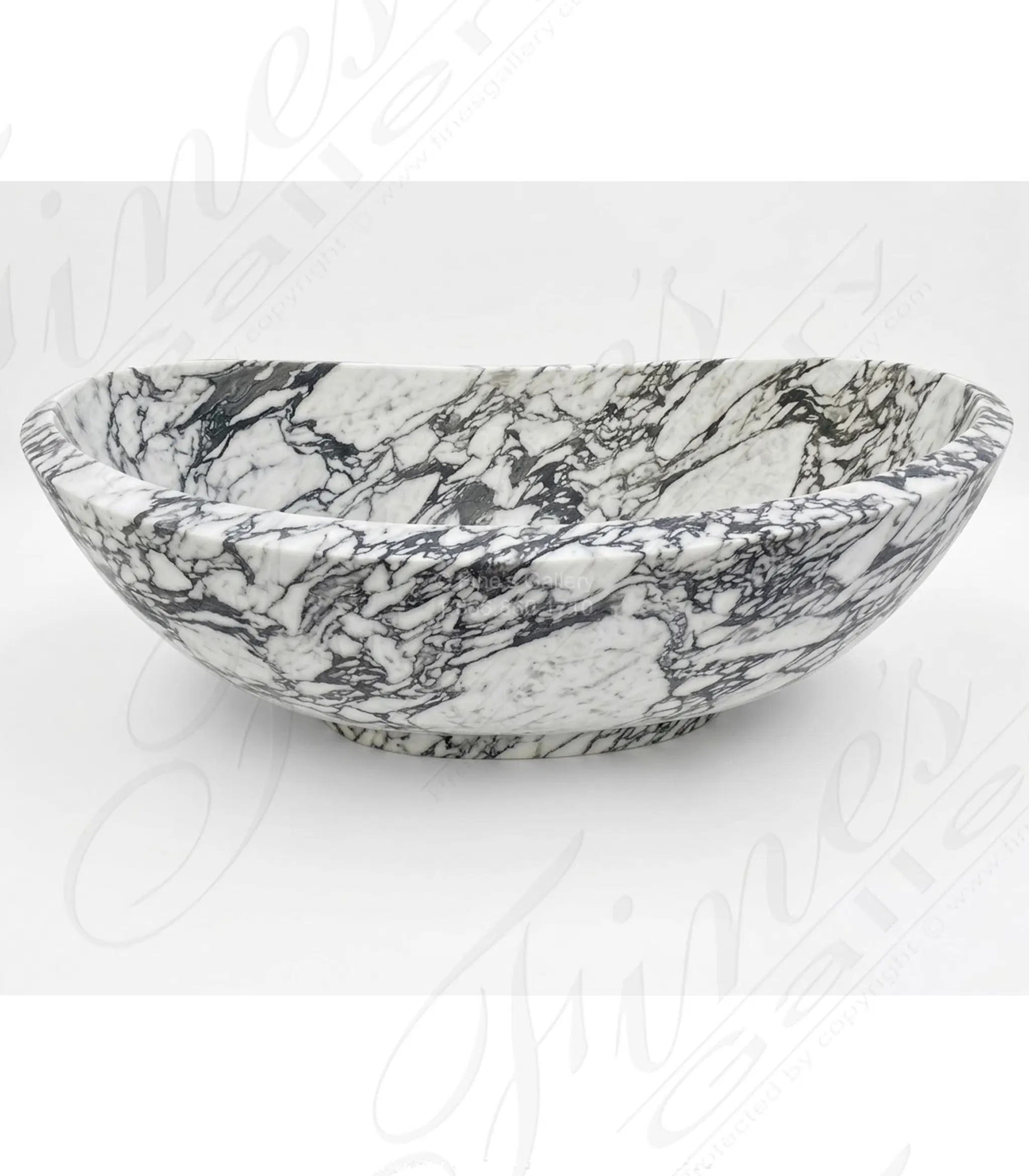 Solid Marble Tub shown in Italian Arabascato Marble