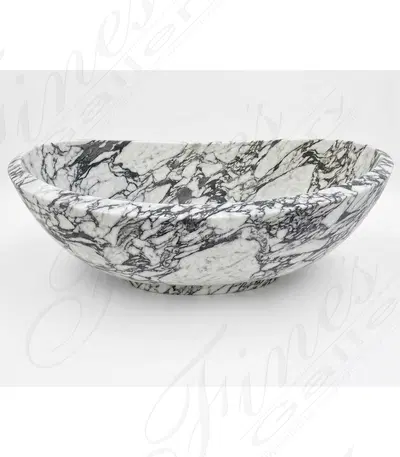 Solid Marble Tub shown in Italian Arabascato Marble