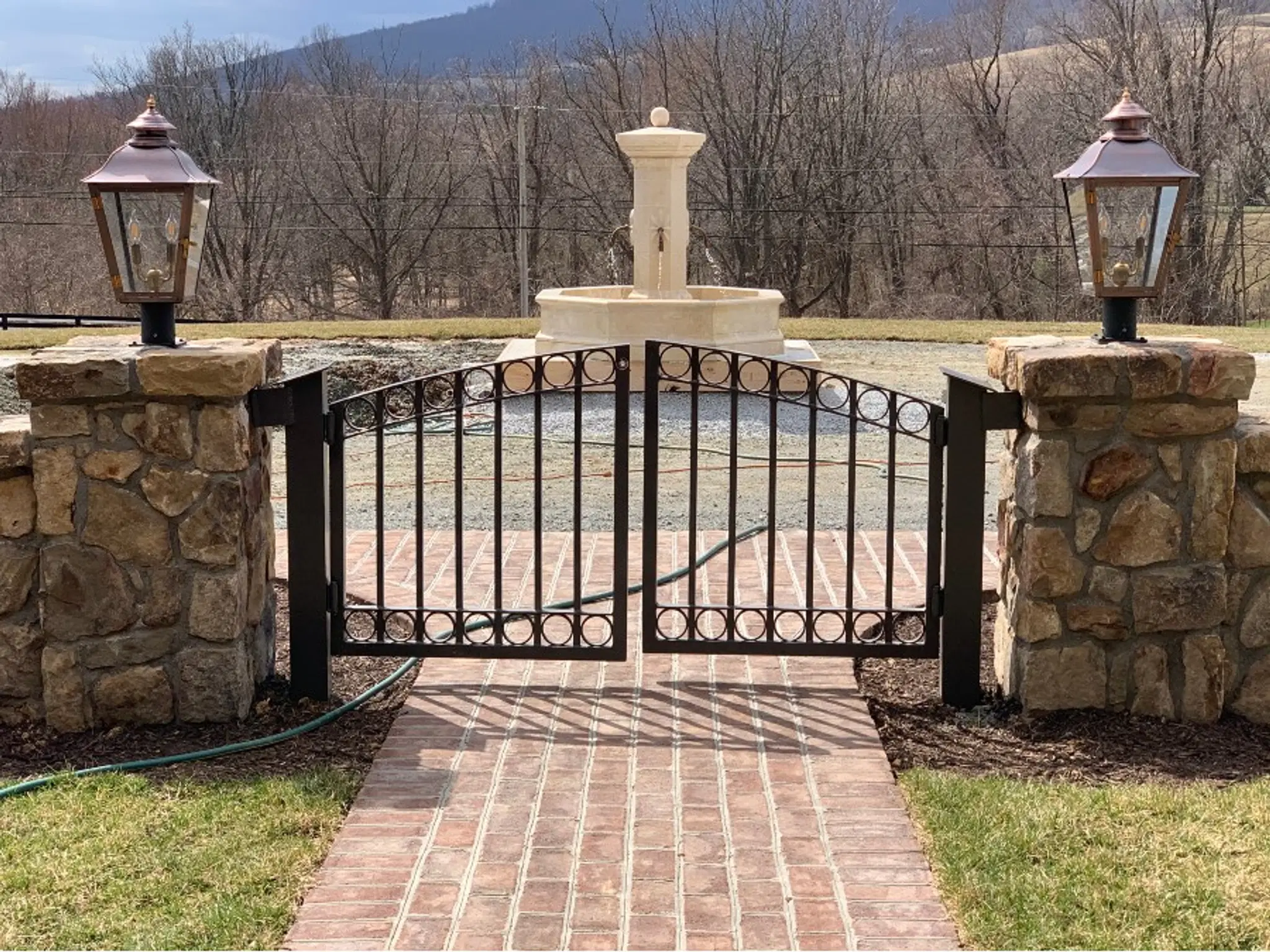 French Country Fountain Installation