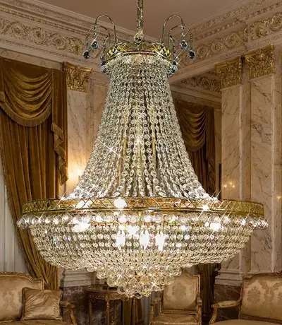 Crystal Chandelier Lighting - Elegant Gold Plated Fixture with Hundreds of Light Refracting Crystals