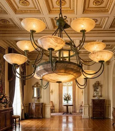 Onyx Lighting Chandelier - Elegant Sculpted Hardware with Light Tone Fixtures - Luxury Home Decor