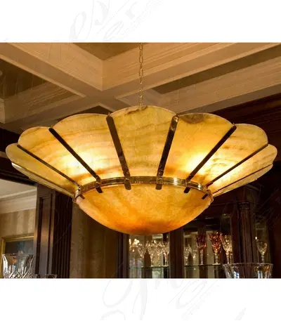 Onyx Chandelier - 63" Diameter Natural Stone Lighting Fixture - Elegant Home Decor