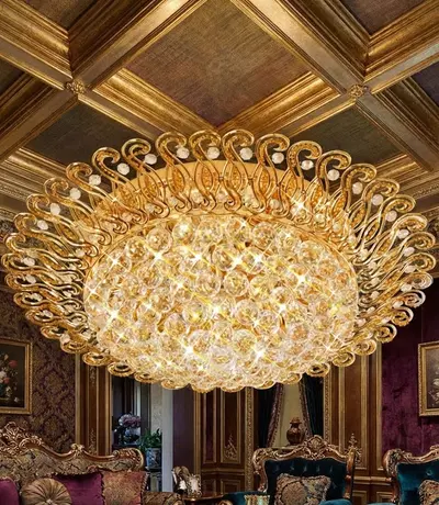 Crystal Chandelier - Elegant Home Lighting with Plated Hardware and Accented Patterns