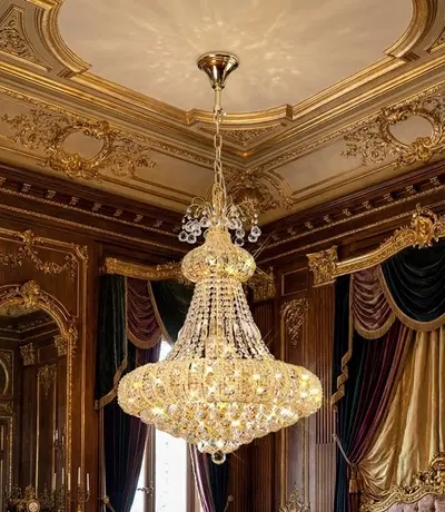 Grandeur Crystal Chandelier - Two-Tier Gold Plated Luxury Lighting Fixture