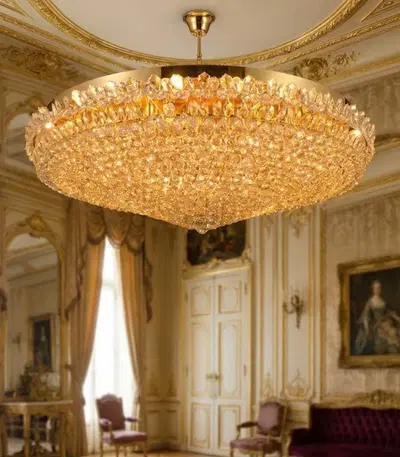 Crystal Chandelier - Elegant Home Lighting with Plated Hardware and Accented Patterns