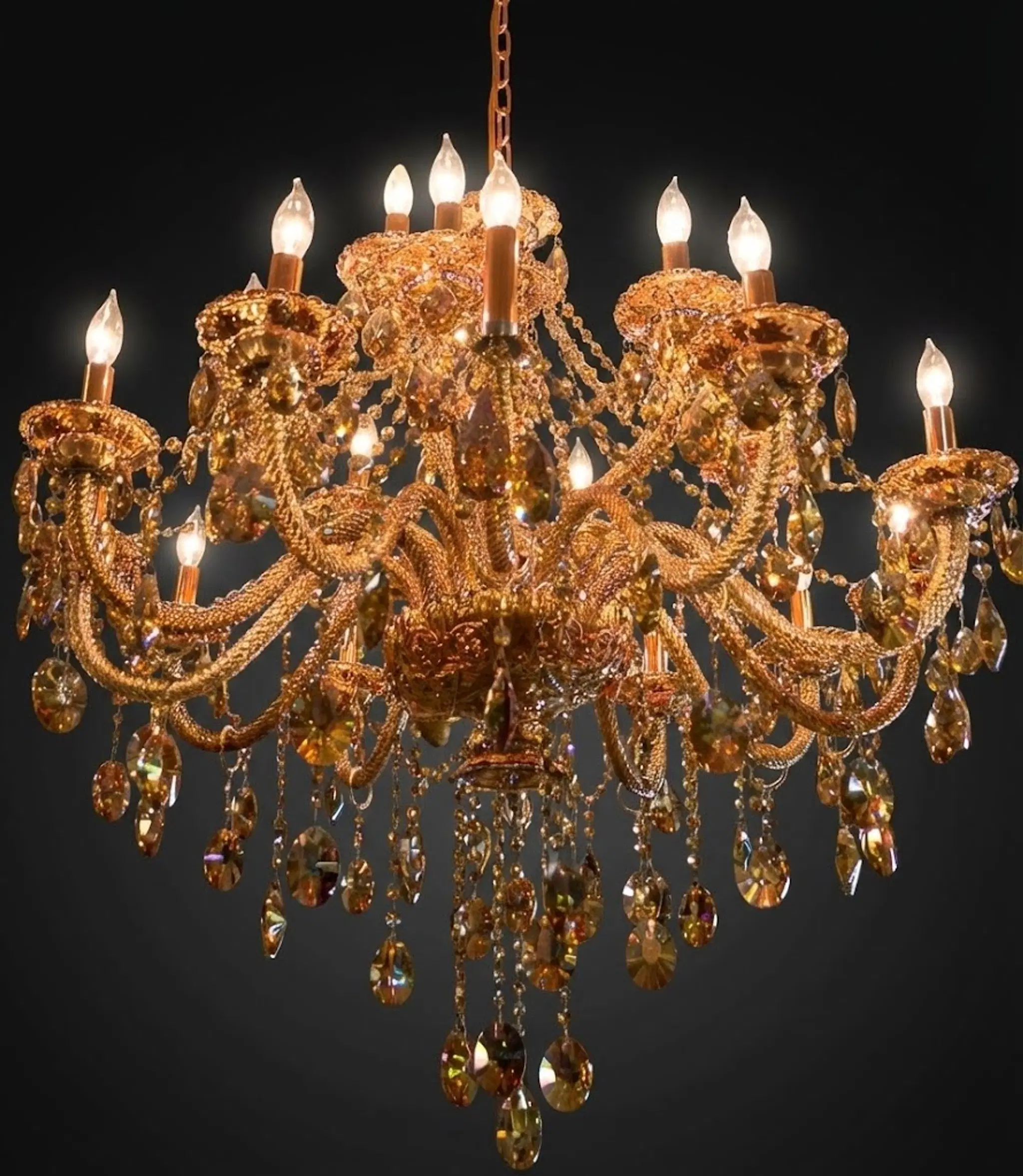 Crystal Glass Chandelier with Curved Base - Elegant Multi-Light Fixture - Fine's Gallery