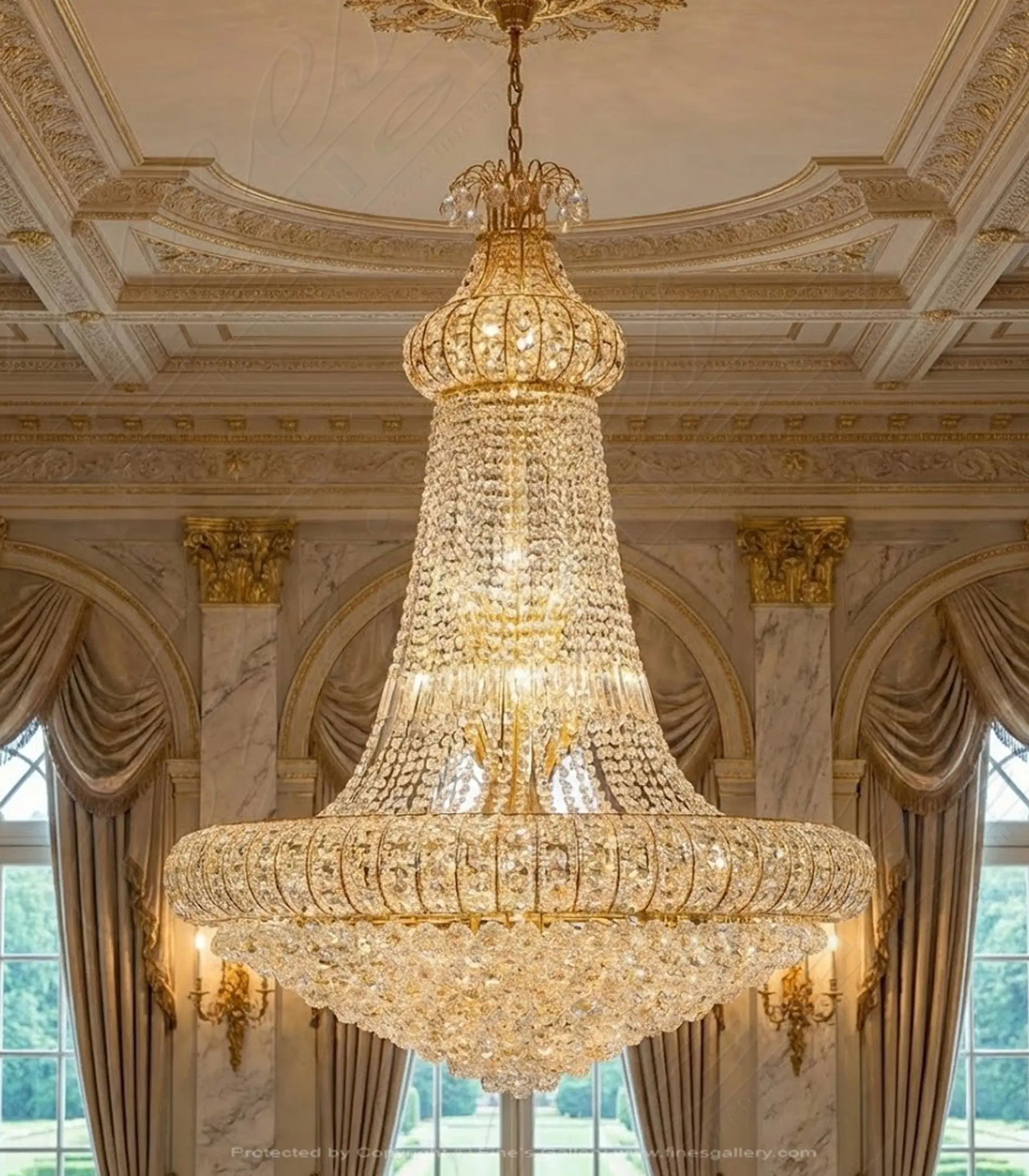 Austrian Crystal Chandelier - Elegant 51" Tall Luxury Lighting Fixture