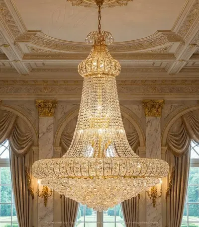 Austrian Crystal Chandelier - Elegant 51" Tall Luxury Lighting Fixture