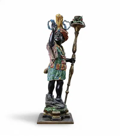 Bronze Magical Boy Lamp Post - Collectible Ornamental Lighting Fixture - Decorative Bronze Luminary