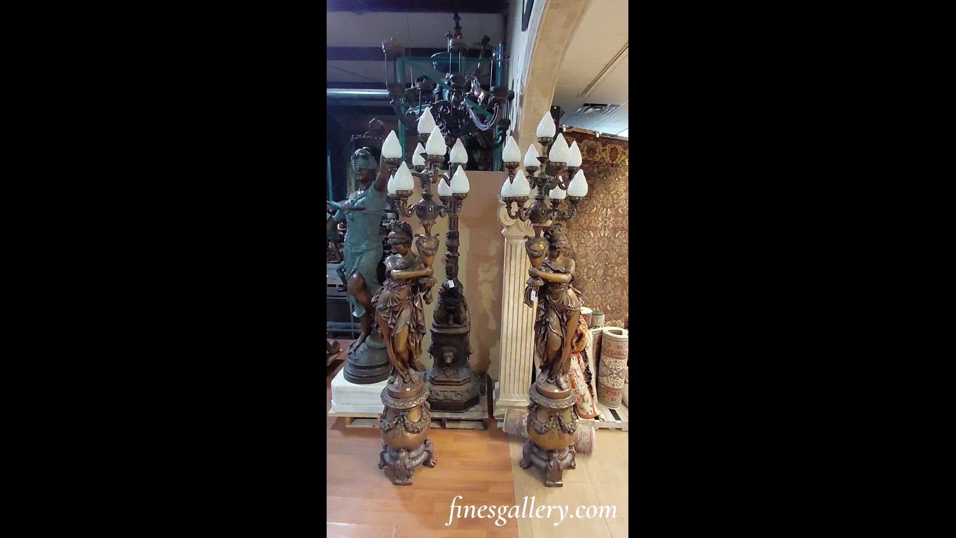 Stunning Outdoor Bronze Lampposts - Elegant Pair for Garden and Driveway Lighting — Model LMP-039 — product video