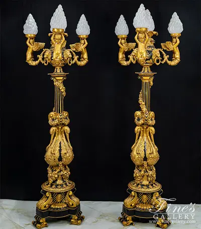 Luxurious French Lamp Post Pair