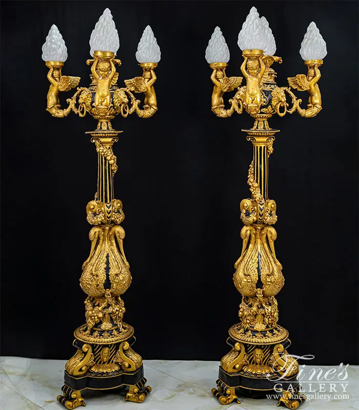 Luxurious French Lamp Post Pair
