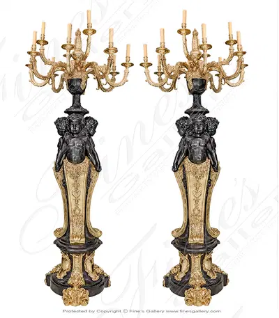 Stunning Pair of Gold Gild Cherub Chandelier Stands