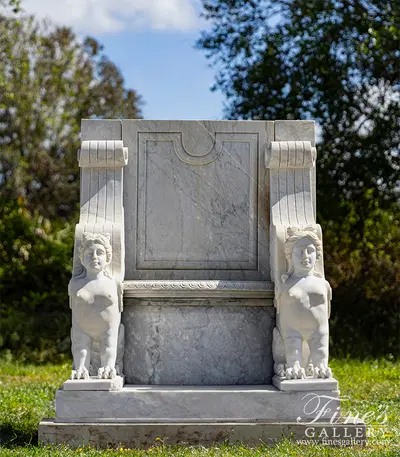 Vintage Carrara Sphinx Marble Bench