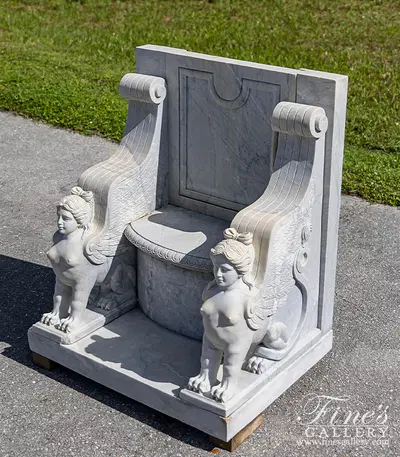 Vintage Carrara Sphinx Marble Bench