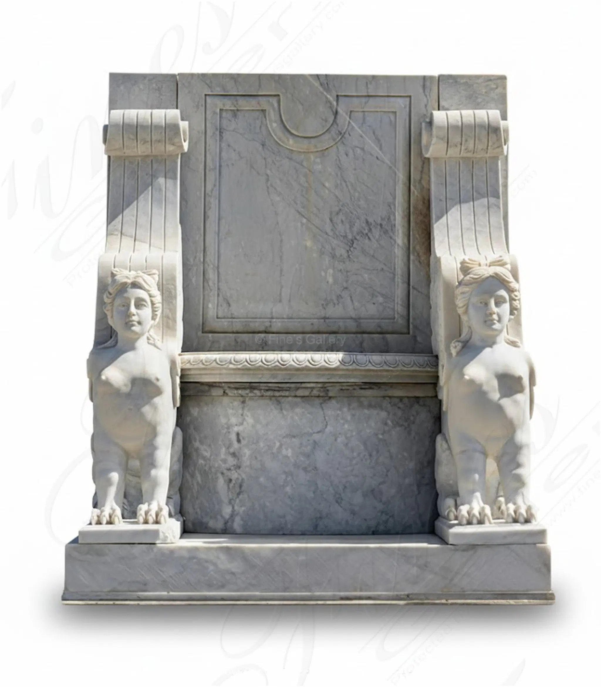 Vintage Carrara Sphinx Marble Bench
