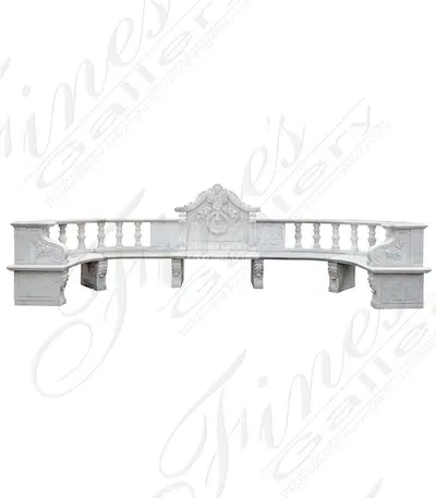 Statuary White Marble Estate Bench - 197 Inches Wide!
