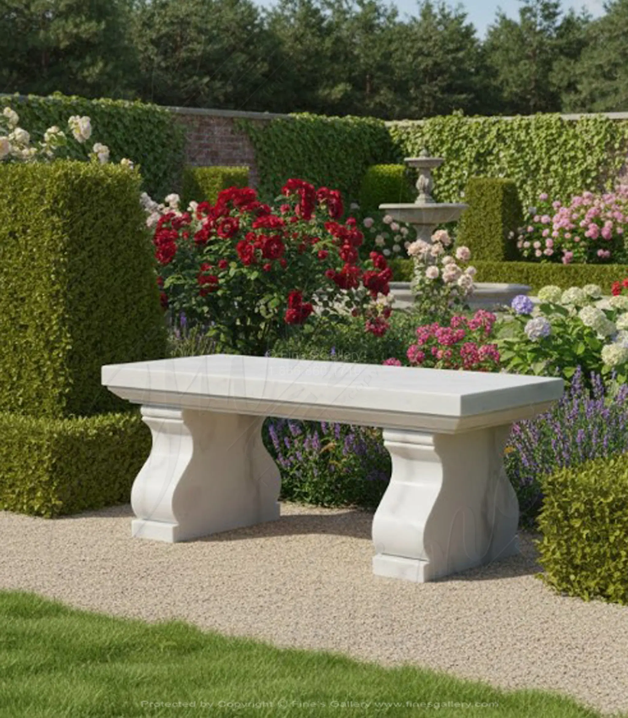 Simplistic Style Bench in Statuary Marble