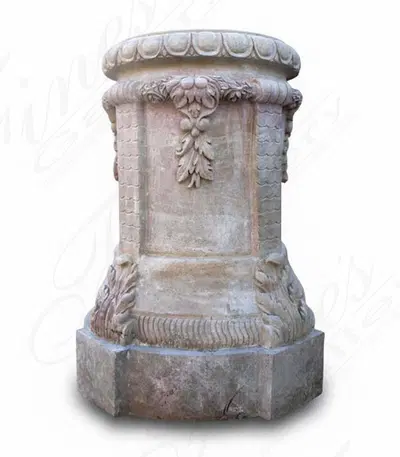 Vintage 19th Century Style Pedestal in Breccia Tone Marble